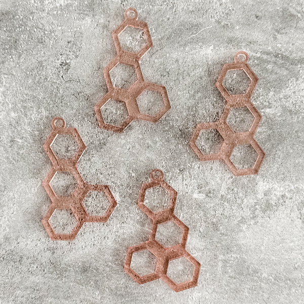 Honeycomb - Rose Gold - Hanging Charm - Sold Individually