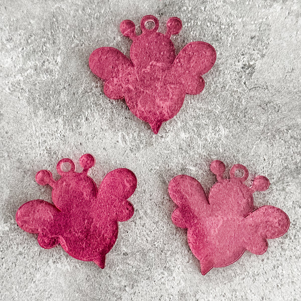 Solid Bee - Pink - Hanging Charm - Sold Individually