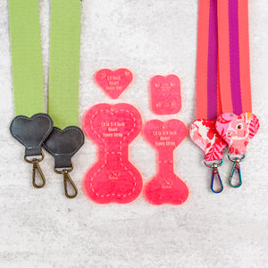 Hearts Fancy Straps - Size 1.5" Webbing To 3/4" Hook - HOT PINK - Set of 4 - Acrylic Template