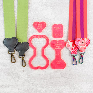 Hearts Fancy Straps - Size 1.5" Webbing To 3/4" Hook - HOT PINK - Set of 4 - Acrylic Template