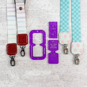SQUARED Fancy Straps - Size 1" Webbing to 1/2" Hook - PURPLE - Set of 3 - Acrylic Template