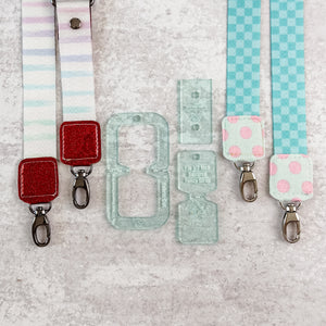SQUARED Fancy Straps - Size 1" Webbing to 1/2" Hook - LIGHT GREEN - Set of 3 - Acrylic Template