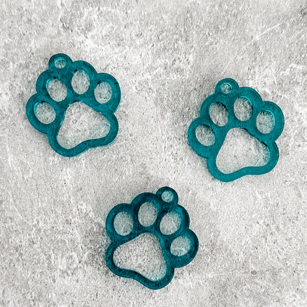 Puppy Paw - Teal - Hanging Charm - Sold Individually
