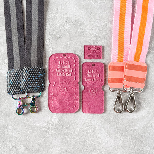 SQUARED Fancy Straps - Size 1.5" - Pink - Set of 3 - Acrylic Template