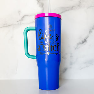 Life's A Stitch - Windbreaker - Corkcicle 40oz Cruiser With Plastic Straw