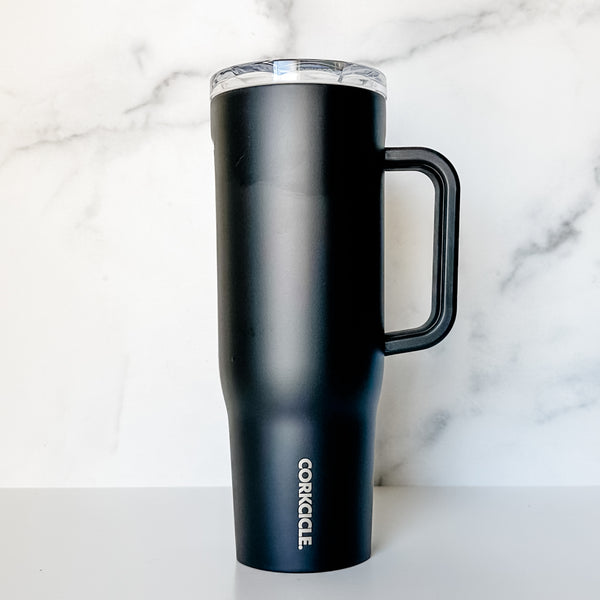 Let's Get Started - Matte Black - Corkcicle 40oz Cruiser With Plastic Straw