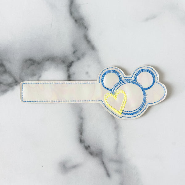 Blue Heart - Right - Embroidered Snap Tab