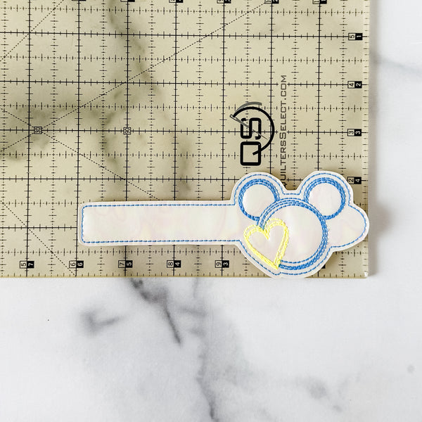 Blue Heart - Right - Embroidered Snap Tab