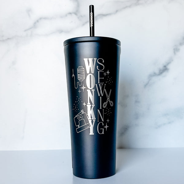 Wonky Sewing - Matte Black -  Corkcicle 24oz Tumbler