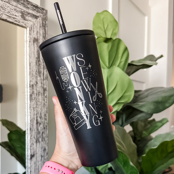 Wonky Sewing - Matte Black -  Corkcicle 24oz Tumbler