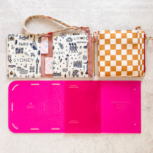 Passport Pouch Wristlet  - Set of 2 - Frosted Magenta - Acrylic Template