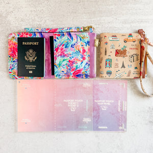 Passport Pouch Wristlet  - Set of 2 - Frosted Holographic - Acrylic Template