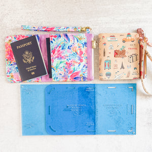 Passport Pouch Wristlet  - Set of 2 - Blue - Acrylic Template