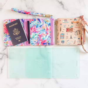 Passport Pouch Wristlet  - Set of 2 - Frosted Seafoam - Acrylic Template