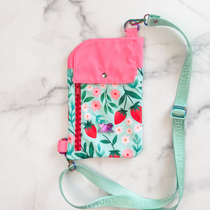 As Seen On OklaRoots!  Clear Tote - Globetrot Travel Sling - Strawberry