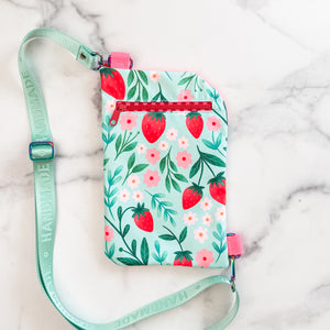 As Seen On OklaRoots!  Clear Tote - Globetrot Travel Sling - Strawberry