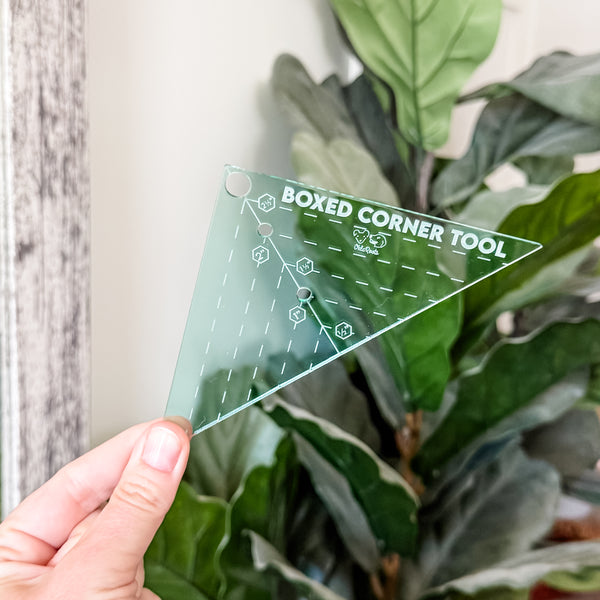 Boxed Corner Tool - Triangle - Half Inch Markings - 3" Deep - Light Green -  Acrylic Template