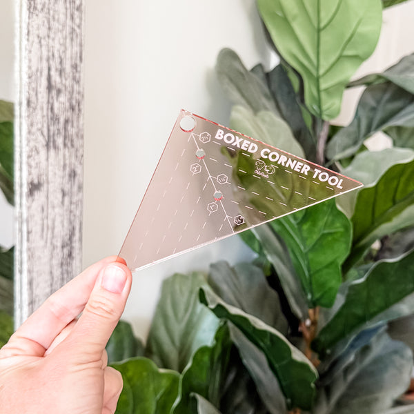 Boxed Corner Tool - Triangle - Half Inch Markings - 3" Deep  - Rose Gold -  Acrylic Template