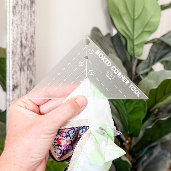 Boxed Corner Tool - Triangle - Half Inch Markings - 3" Deep  - Frost -  Acrylic Template