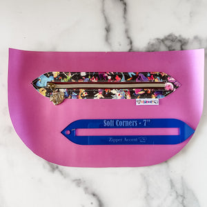 Soft Corners Zipper Accent Template - Blue - 3 Sizes Available