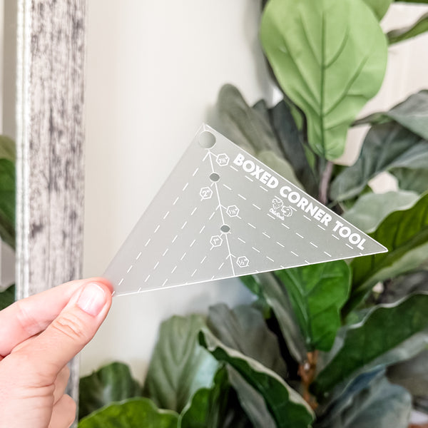 Boxed Corner Tool - Triangle - Half Inch Markings - 3" Deep  - Frost -  Acrylic Template