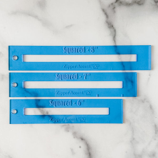 Square Zipper Accent Template - Blue - 3 Sizes Available