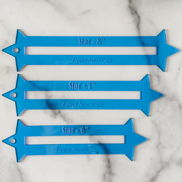 Star Zipper Accent Template - Blue - 3 Sizes Available