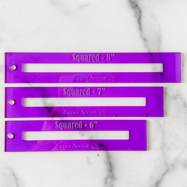 Square Zipper Accent Template - Purple - 3 Sizes Available