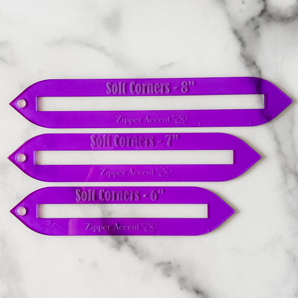 Soft Corners Zipper Accent Template - Purple - 3 Sizes Available