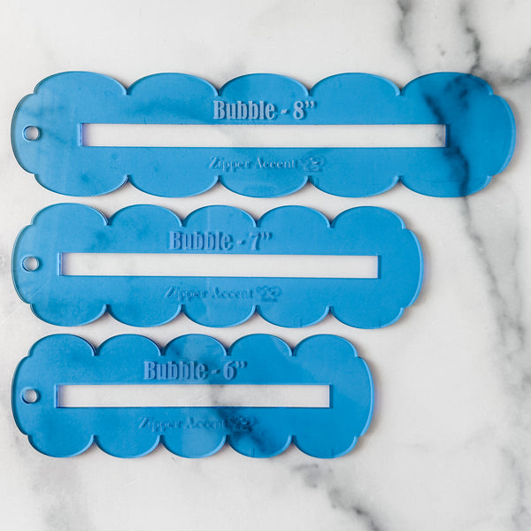 Bubble Zipper Accent Template - Blue - 3 Sizes Available