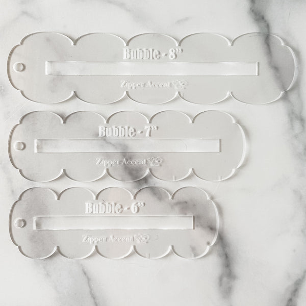Bubble Zipper Accent Template - Clear - 3 Sizes Available