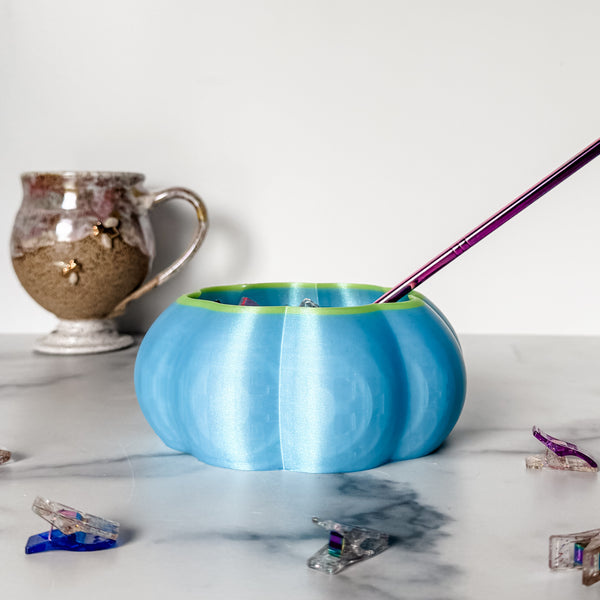Large Pumpkin Craft Bowl - Ocean Blue With Lime Top - Designed by Newt!