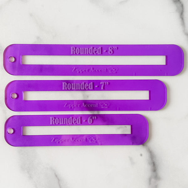 Rounded Zipper Accent Template - Purple - 3 Sizes Available