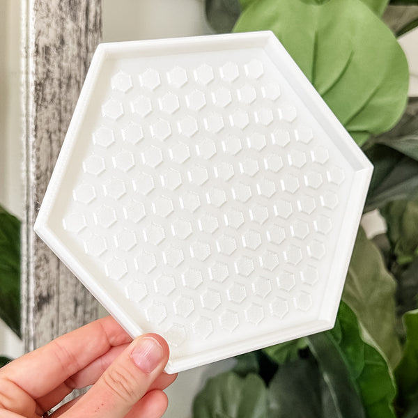 Hexagon Craft Tray - Honeycomb Base with Grips - Pearl