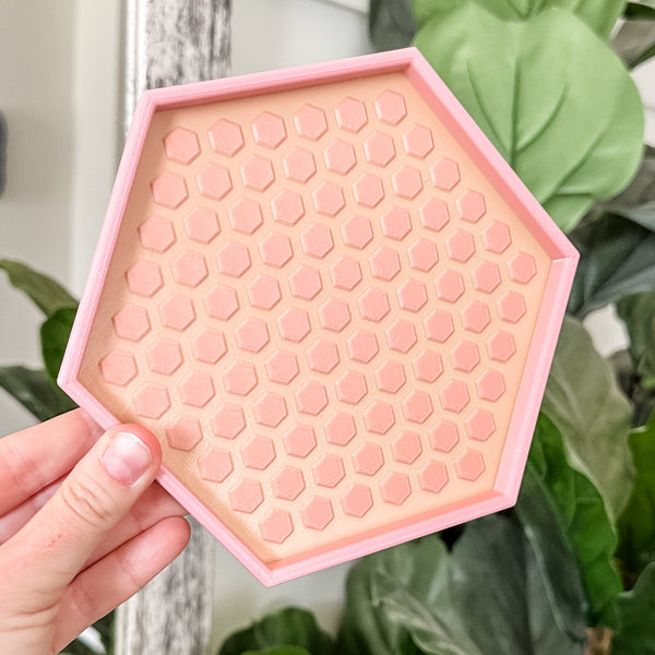 Hexagon Craft Tray - Honeycomb Base with Grips - Peach