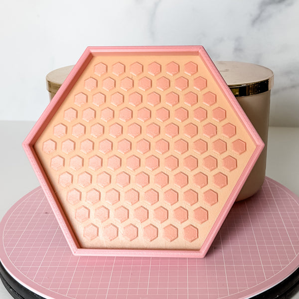 Hexagon Craft Tray - Honeycomb Base with Grips - Peach