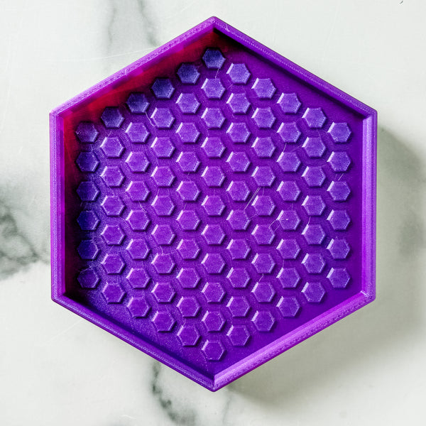 Hexagon Craft Tray - Honeycomb Base with Grips - Purple With Lime Base