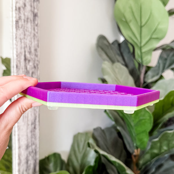 Hexagon Craft Tray - Honeycomb Base with Grips - Purple With Lime Base