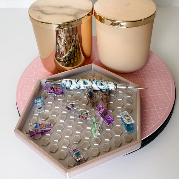 Hexagon Craft Tray - Honeycomb Base with Grips - Lavender Rainbow