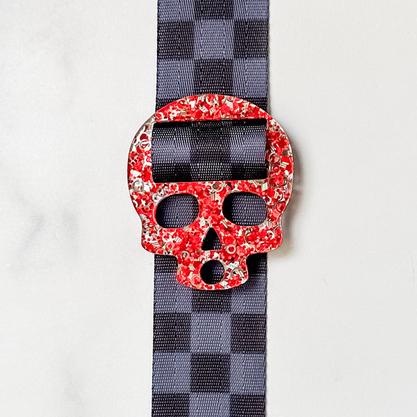 Removable Skull Strapzeez™ - Red and Silver Circles