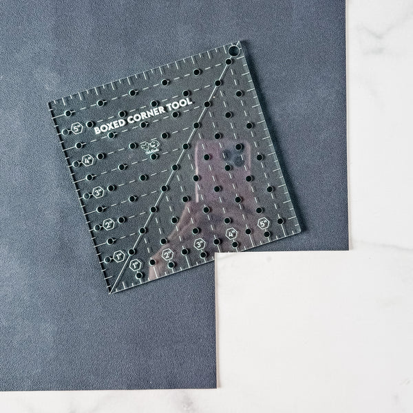 Boxed Corner Tool - Square - Half Inch Markings - 6" x 6"  - Soda -  Acrylic Template