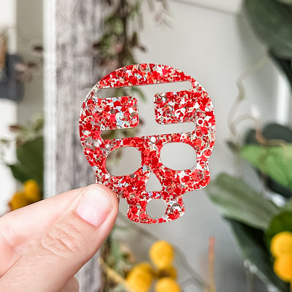 Removable Skull Strapzeez™ - Red and Silver Circles