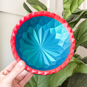 Large Spiked Craft Bowl - Mermaid Blue With Classic Red Top - Designed by Newt!