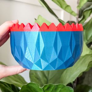 Large Spiked Craft Bowl - Mermaid Blue With Classic Red Top - Designed by Newt!