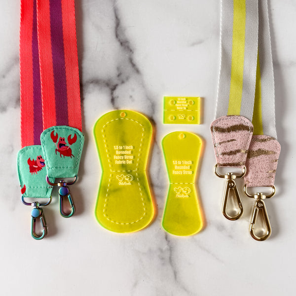 Rounded Fancy Straps - Size 1.5" Webbing To 1" Hook - Neon Yellow - Set of 3 - Acrylic Template