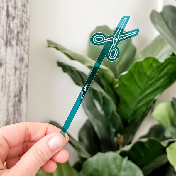 Scissors Drink Swizzle Stick - Teal - Sold Individually