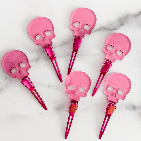 Skull - Pink - Individual Acrylic Pattern and Craft Clip