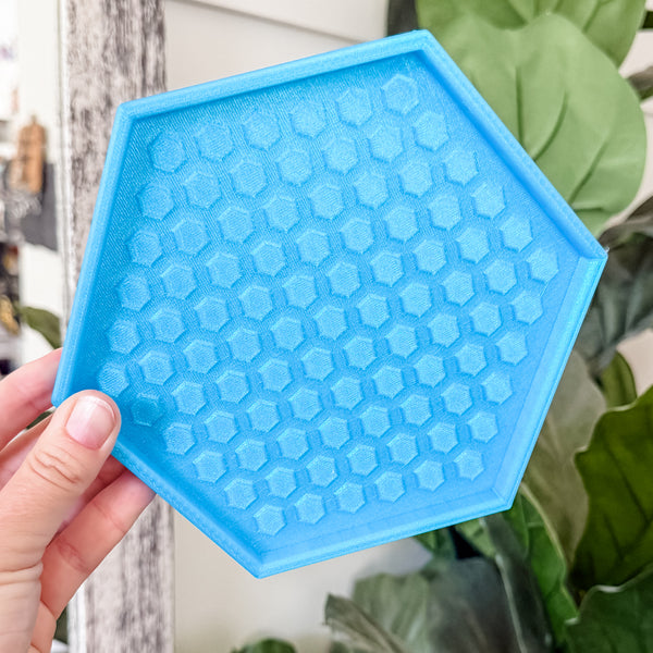 Hexagon Craft Tray - Honeycomb Base with Grips - Aqua Ombre
