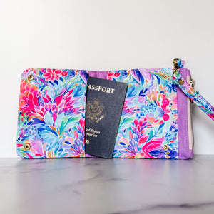 As Seen On OklaRoots!  Passport Pouch - Bonded Nylon Tropical Flowers