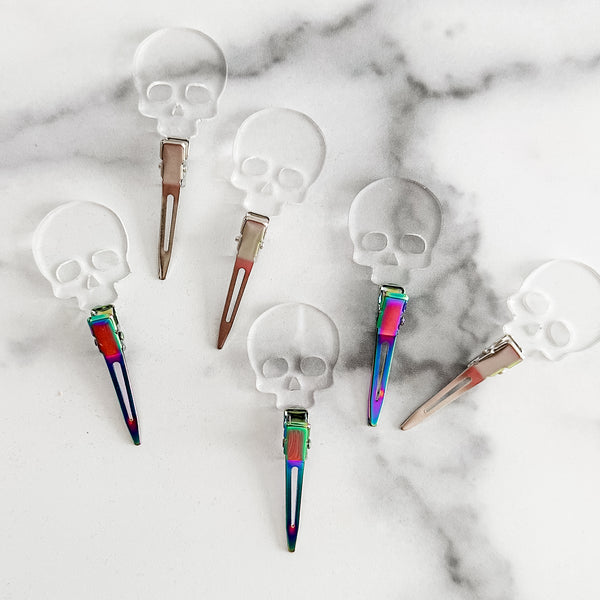 Skull - Clear - Individual Acrylic Pattern and Craft Clip